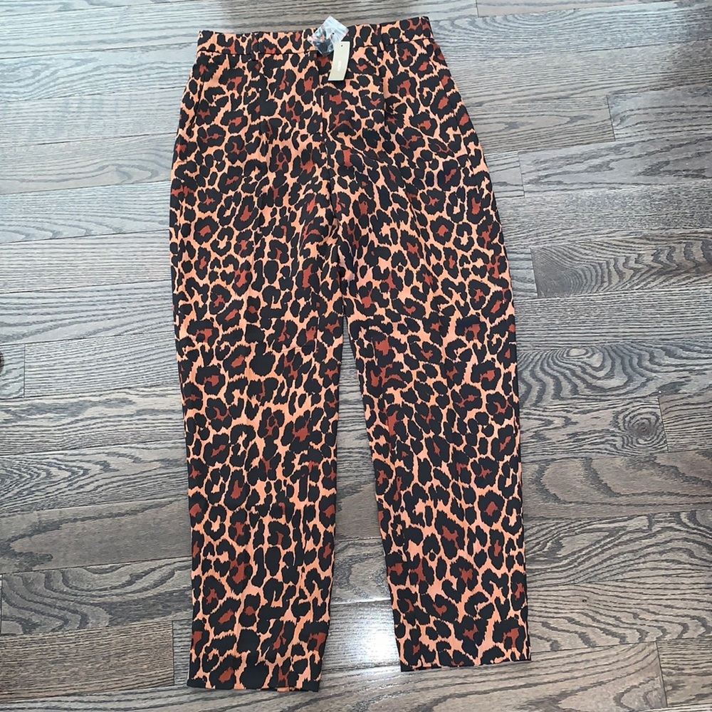 NEW! - J. CREW HIGH RISE LEOPARD SZ 4 TROUSERS